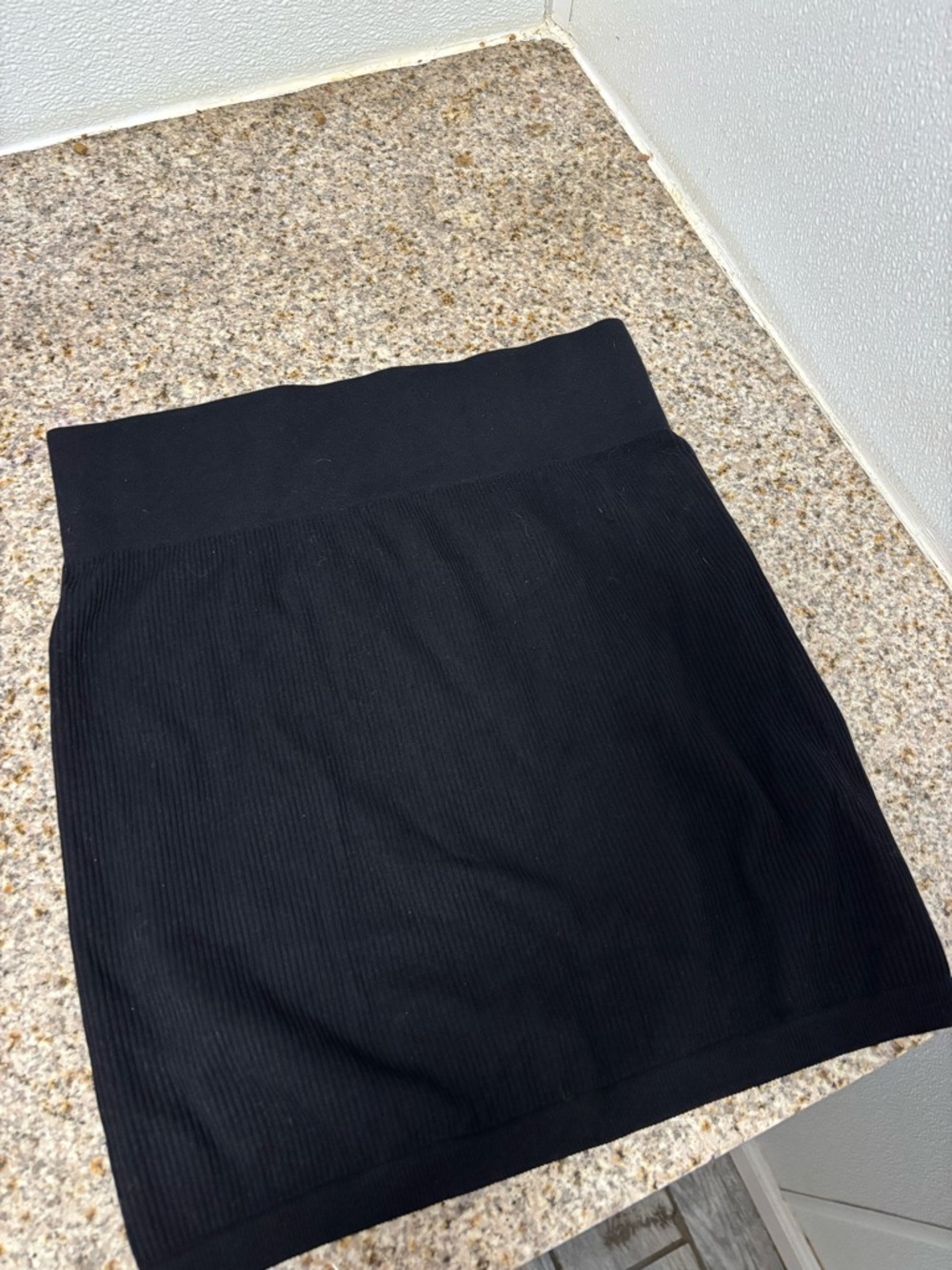 Black Ribbed Knit Mini Skirt